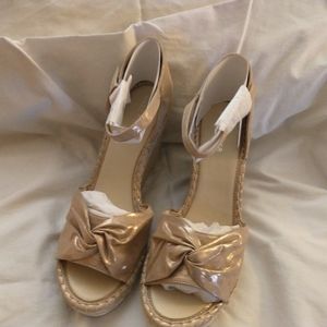 Marc Fisher Espadrille Wedge 11m Pink Fabric New